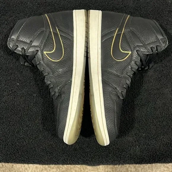 🔥🏀 NIKE AIR JORDAN 1 City Of Flight Sz 10.5Black/Gold Basketball Shoes - EUC